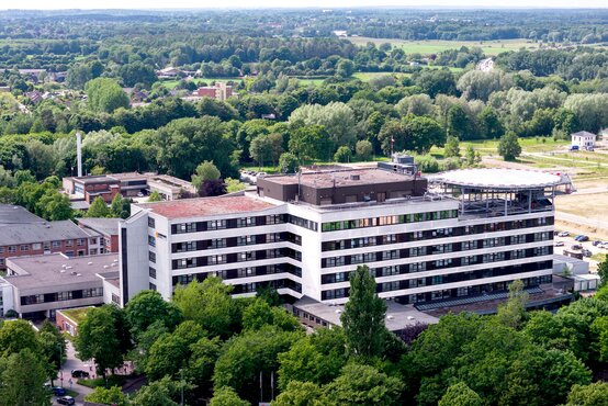 Aerial view of the Schoen Clinic Rendsburg in green surroundings