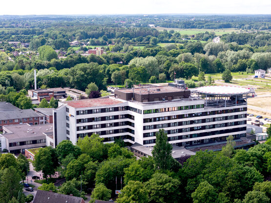 Aerial view of the Schoen Clinic Rendsburg in green surroundings