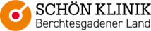 Logo der Schön Klinik Berchtesgadener Land mit orange-rotem Symbol und Schriftzug